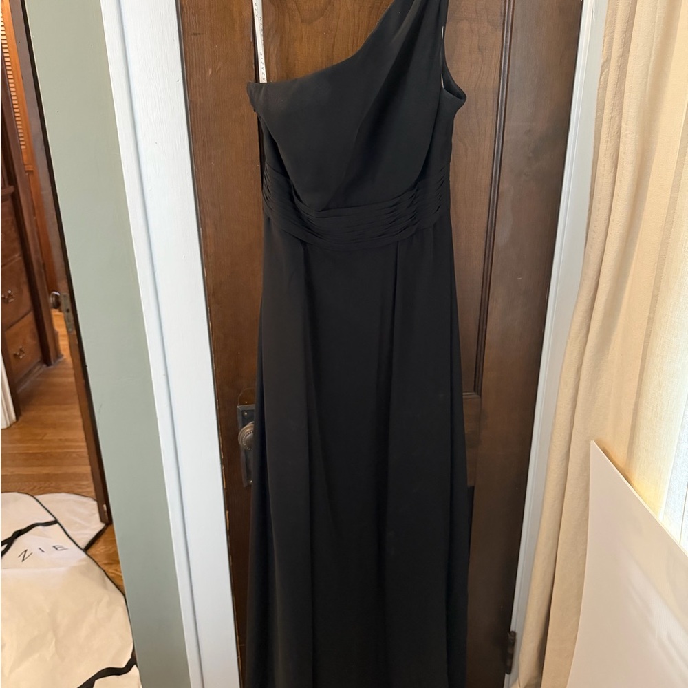 Azazie Black Chiffon One-Shoulder Gown